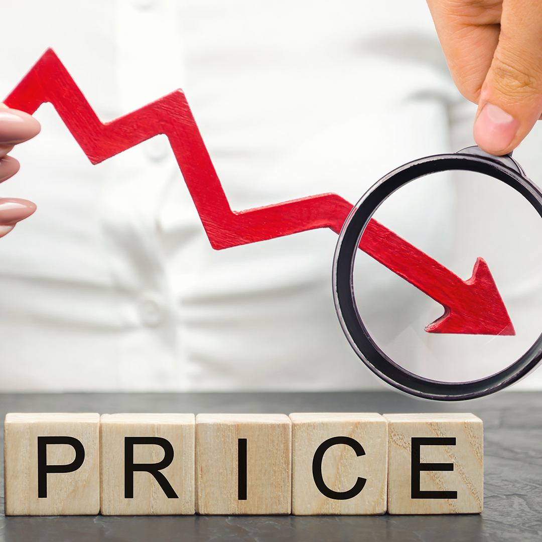 Image of blocks spelling the word price next to an arrow going down